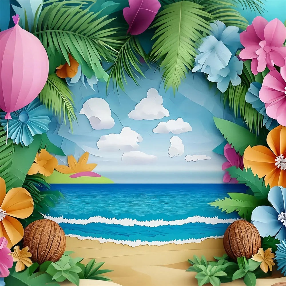 Summer Photo Backdrop Handcrafted Beach Bloom Backdrop UK CJJ3-250