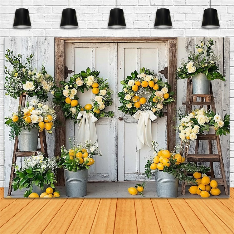 Lemon Backdrop Lemon Floral Country Summer Backdrop UK CJJ3-259