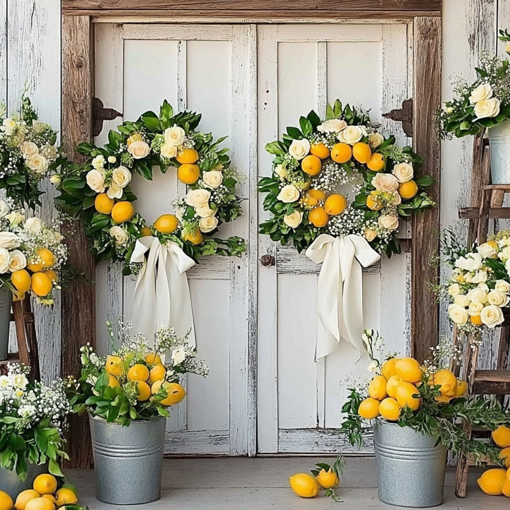 Lemon Backdrop Lemon Floral Country Summer Backdrop UK CJJ3-259
