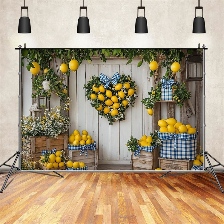 Lemon Backdrop Heart Lemon Wreath Door Summer Backdrop UK CJJ3-261