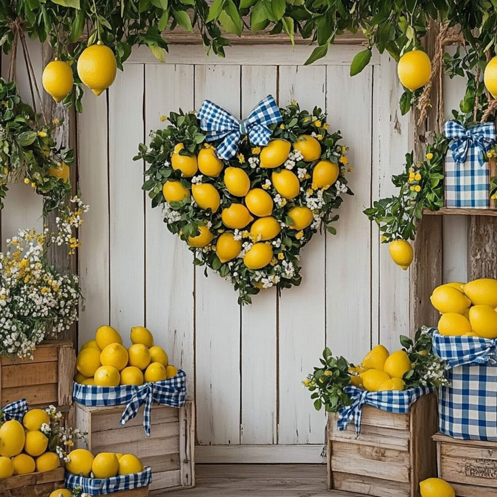 Lemon Backdrop Heart Lemon Wreath Door Summer Backdrop UK CJJ3-261