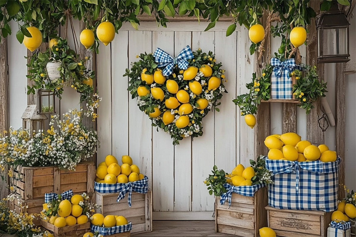 Lemon Backdrop Heart Lemon Wreath Door Summer Backdrop UK CJJ3-261
