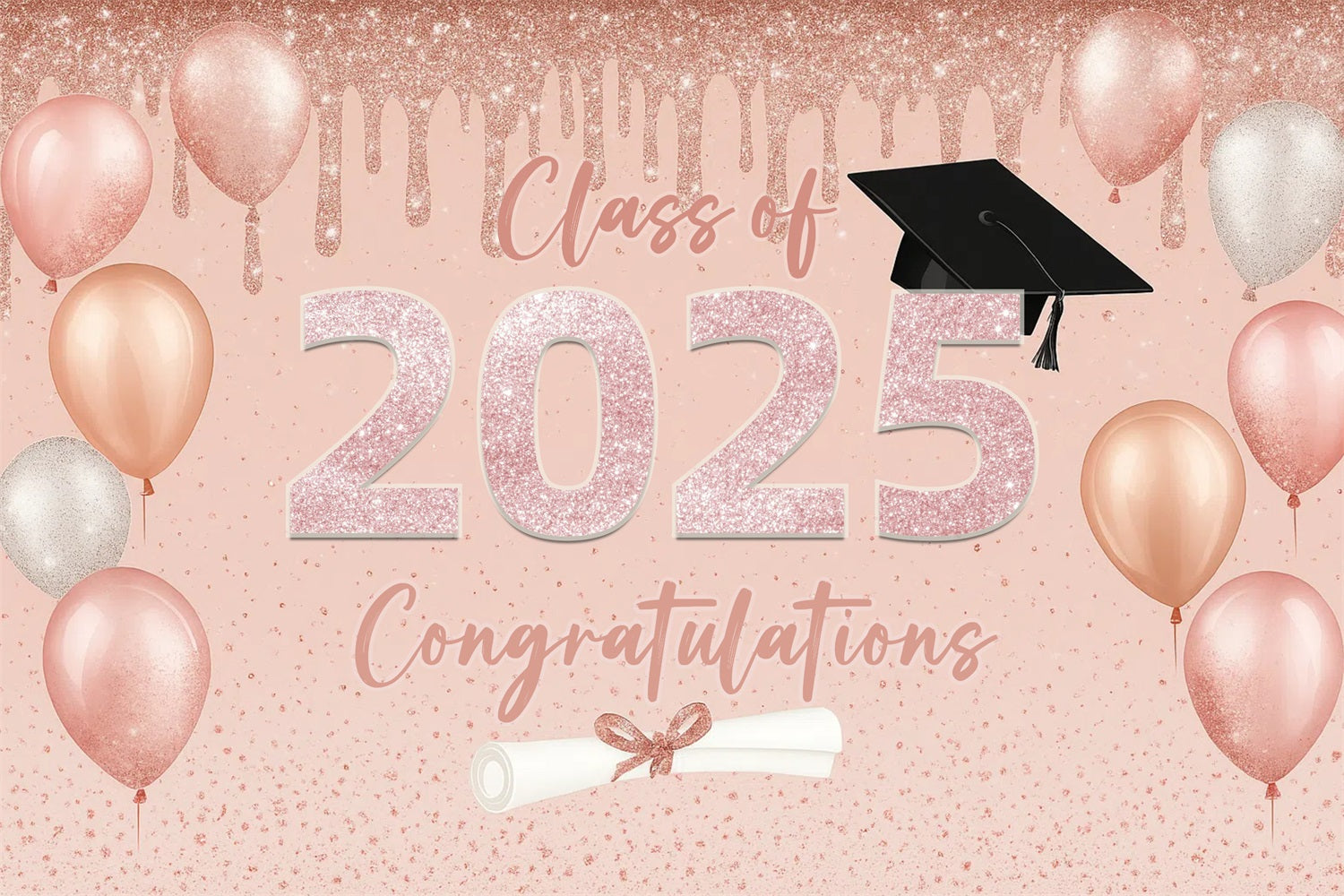Graduated Backdrop Sparkle Balloons Party Graduation Backdrop UK CJJ3-269