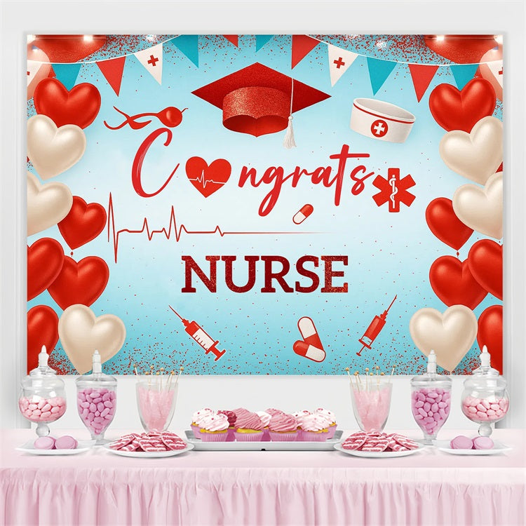Graduation Backdrop Heart Balloon Party Graduation Backdrop UK CJJ3-270