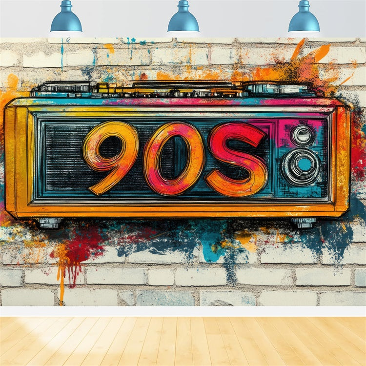 Graffiti Brick Wall Backdrop Colorful Urban Street Art Backdrop UK CJJ3-28