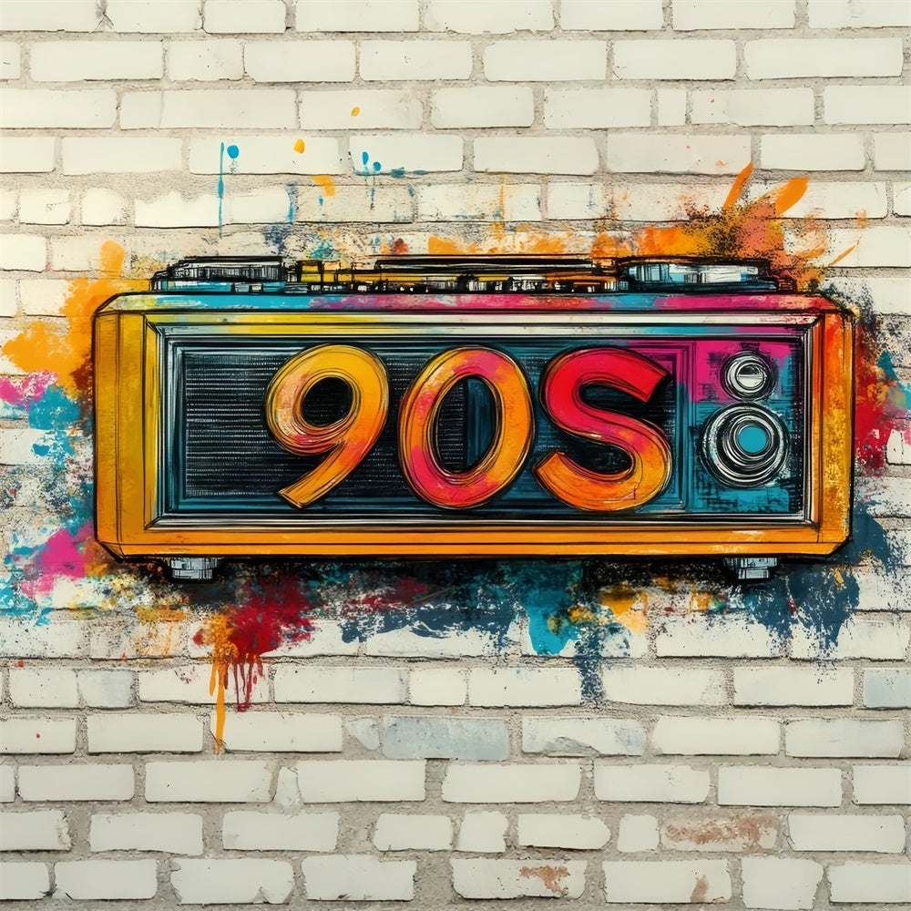 Graffiti Brick Wall Backdrop Colorful Urban Street Art Backdrop UK CJJ3-28