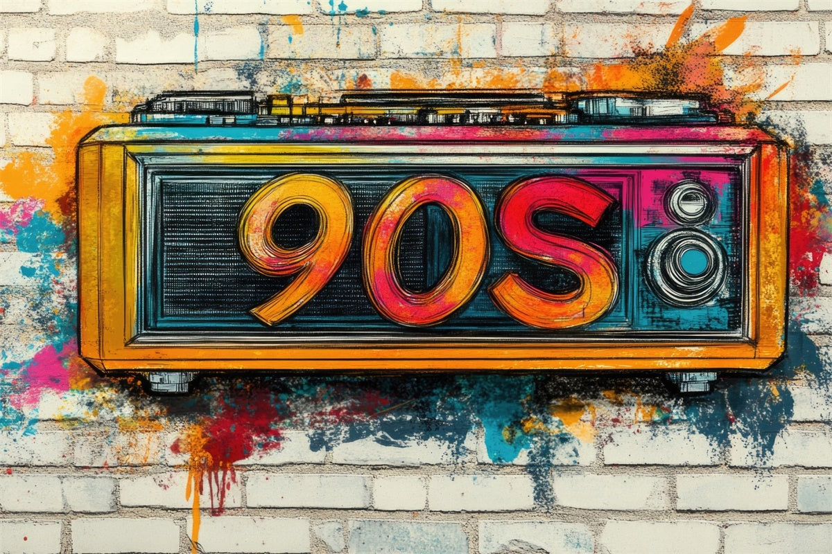 Graffiti Brick Wall Backdrop Colorful Urban Street Art Backdrop UK CJJ3-28