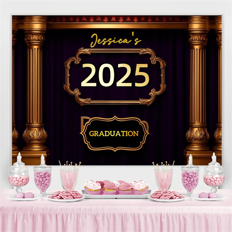 2025 Graduation Backdrop Classic Royal Decor Personalised Party Graduation Backdrop UK CJJ3-282