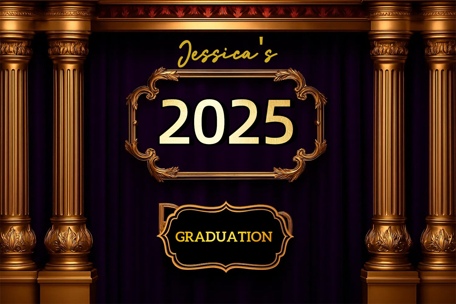 2025 Graduation Backdrop Classic Royal Decor Personalised Party Graduation Backdrop UK CJJ3-282