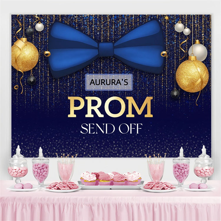 Prom Photo Backdrop Blue Gold Sparkle Customized Party Graduation Backdrop UK CJJ3-284