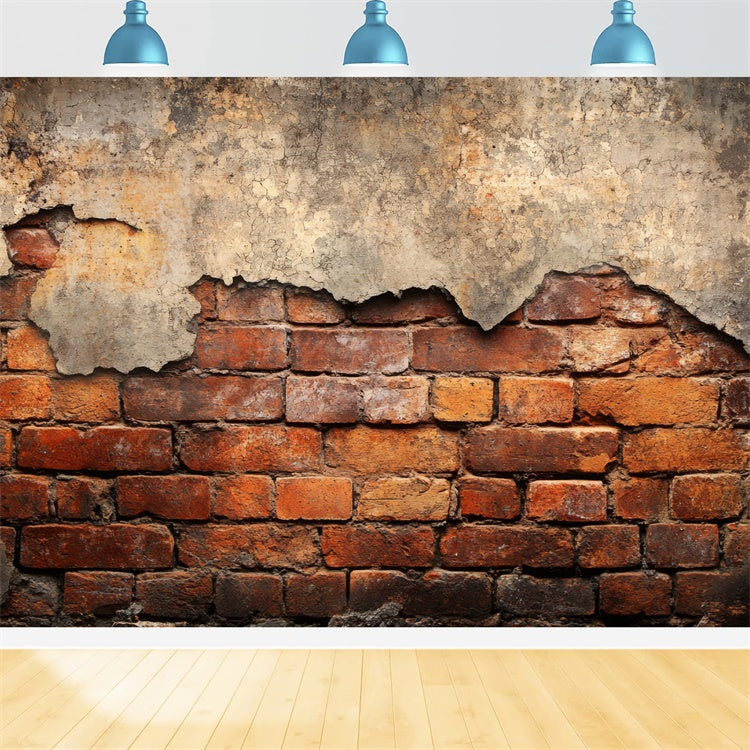 Brick Backdrop Photography Cracked Plaster Red Brick Backdrop UK CJJ3-44