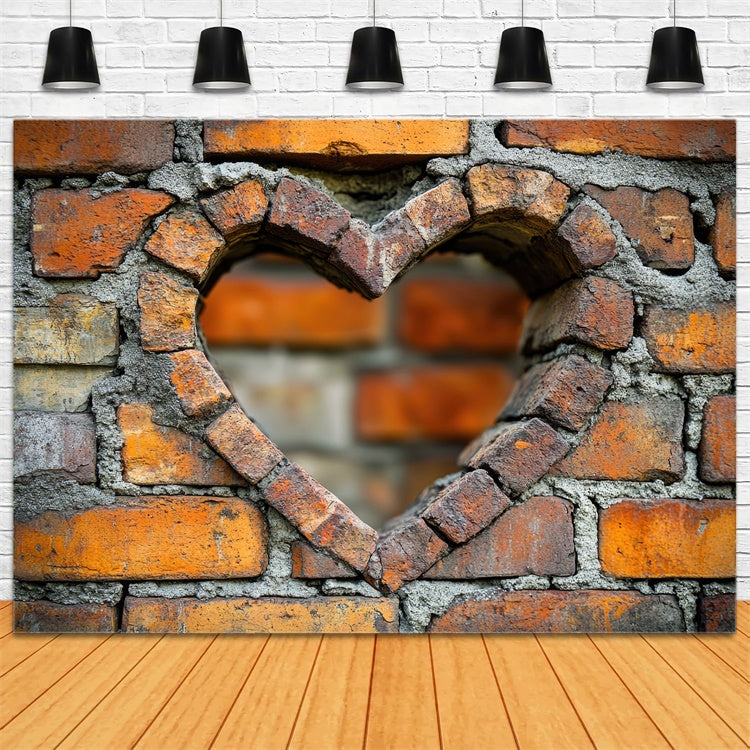 Brick Backdrop Cloth Distressed Heart Shaped Brick Backdrop UK CJJ3-45