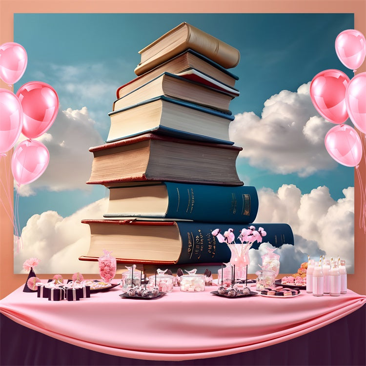 World Book Day Backdrop Dreamy Blue Sky Books Backdrop UK CJJ3-59