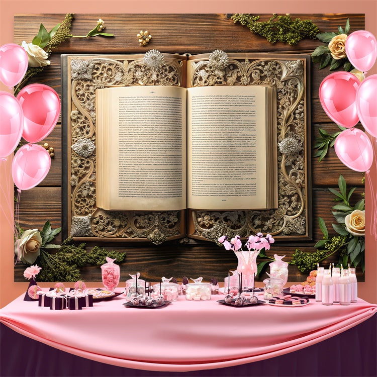 World Book Day Backdrop Floral Ornate Book Backdrop UK CJJ3-62