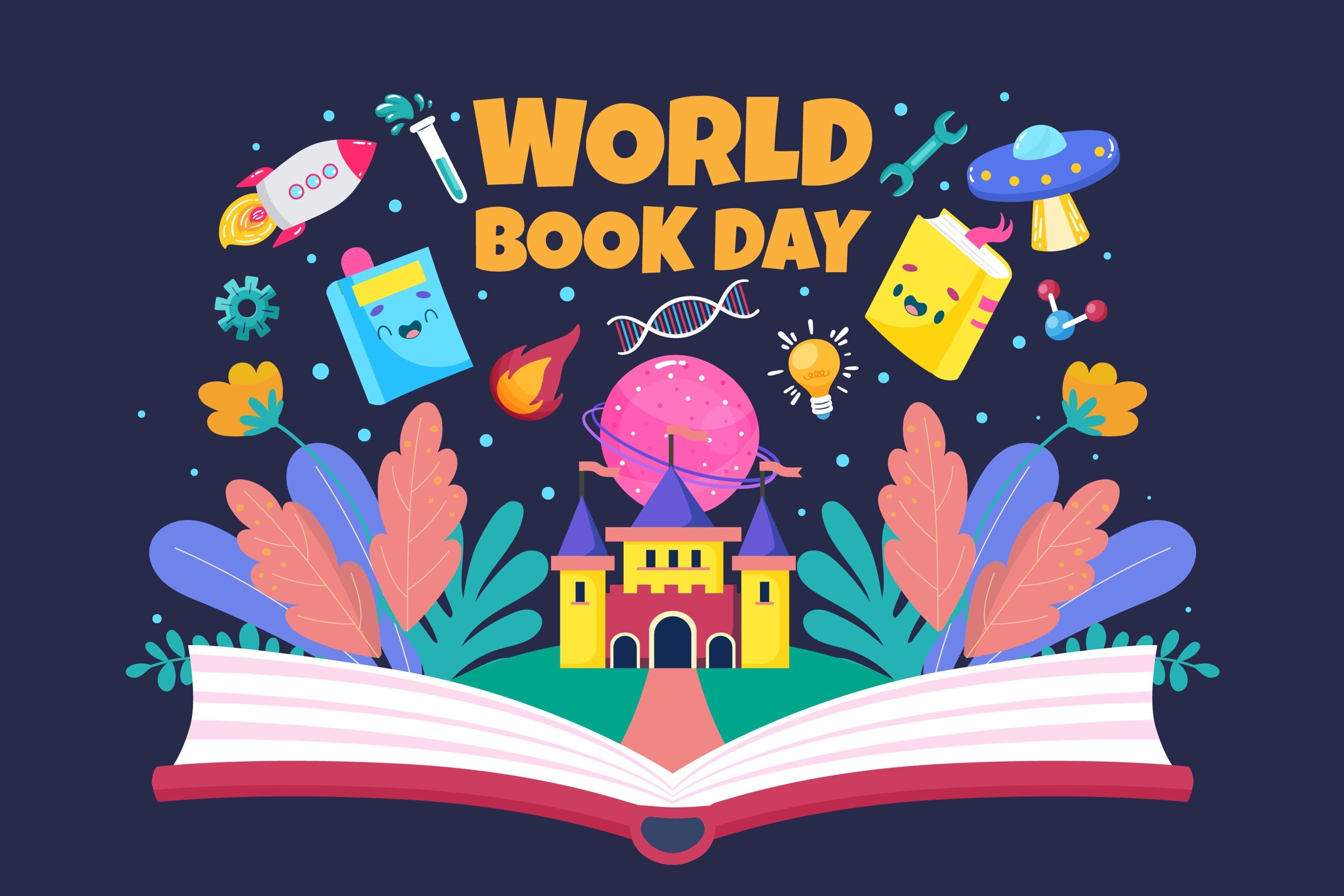 World Book Day Backdrop Fantasy Knowledge Wonderland Backdrop UK CJJ3-74