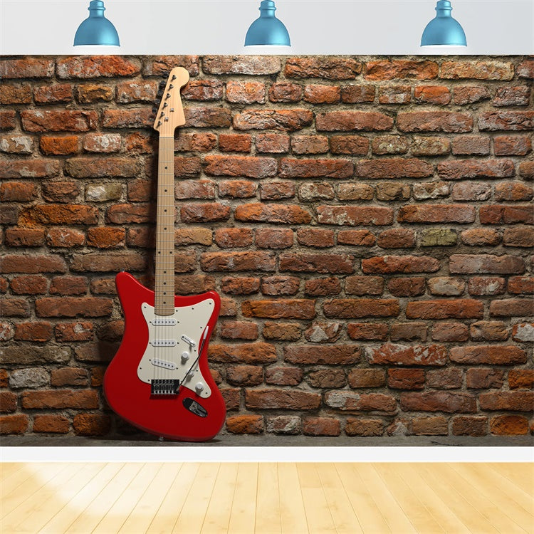 Brick Wall Photo Backdrop Red Electric Guitar Brick Backdrop UK CJJ3-8