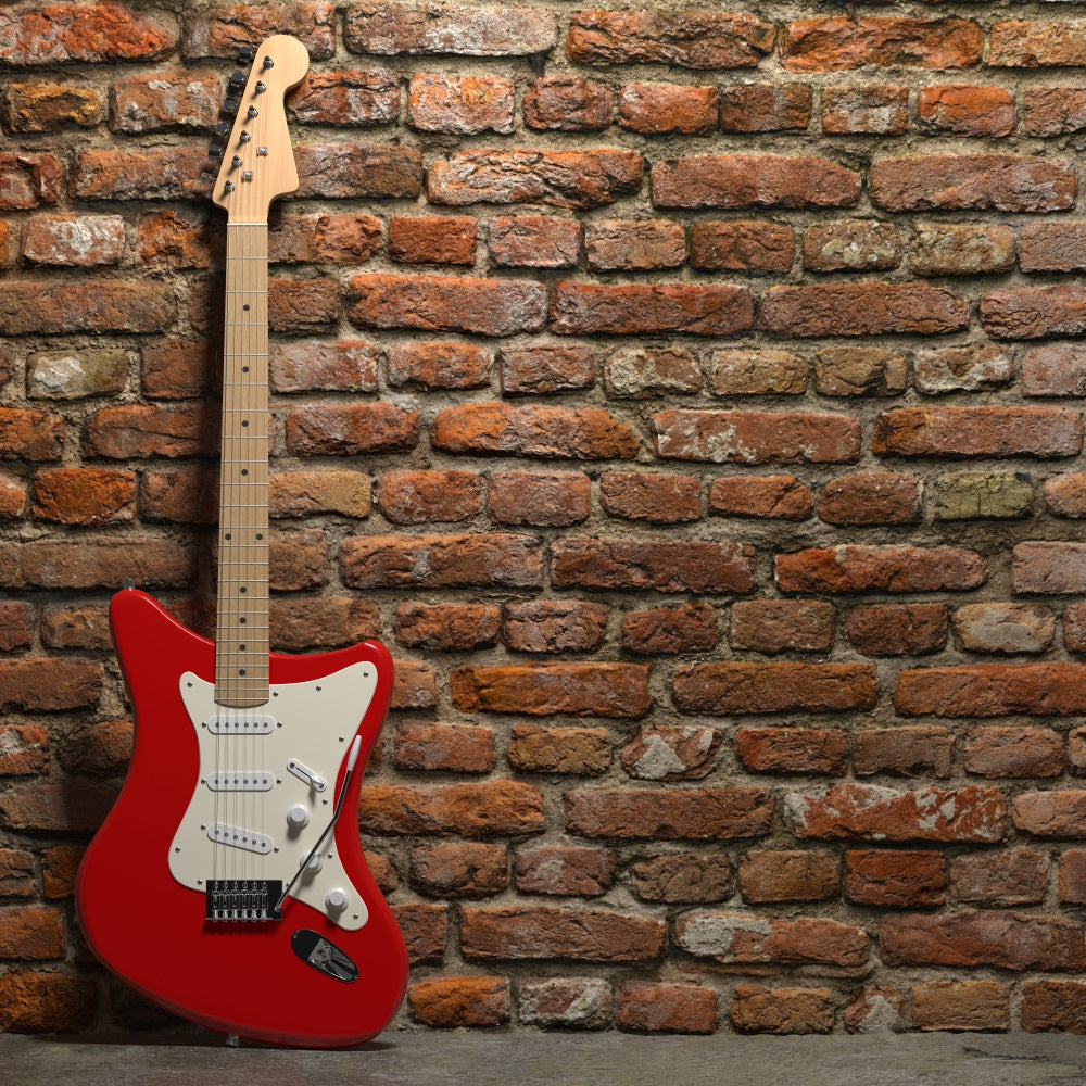 Brick Wall Photo Backdrop Red Electric Guitar Brick Backdrop UK CJJ3-8