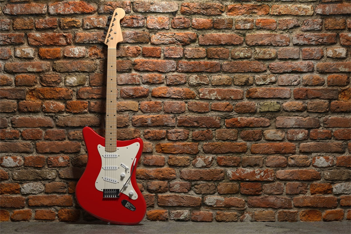 Brick Wall Photo Backdrop Red Electric Guitar Brick Backdrop UK CJJ3-8