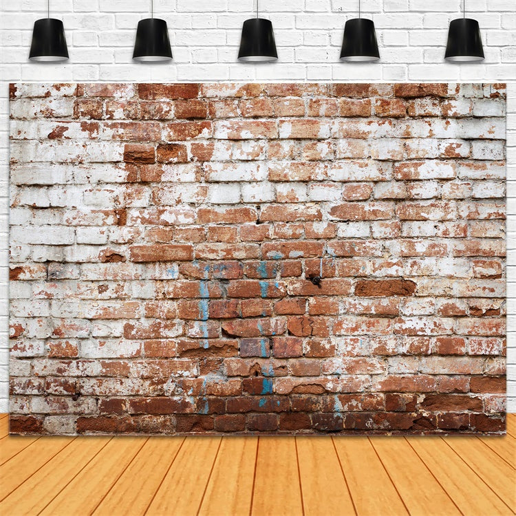 Brick Wall Photography Backdrop Aged Whitewashed Brick Backdrop UK CJJ3-9