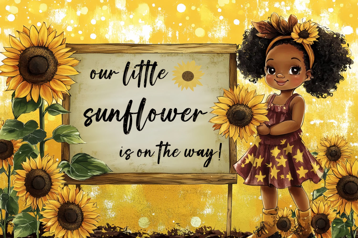 Backdrop For Girl Baby Shower Golden Sunflower Bloom Backdrop UK CSH2-149