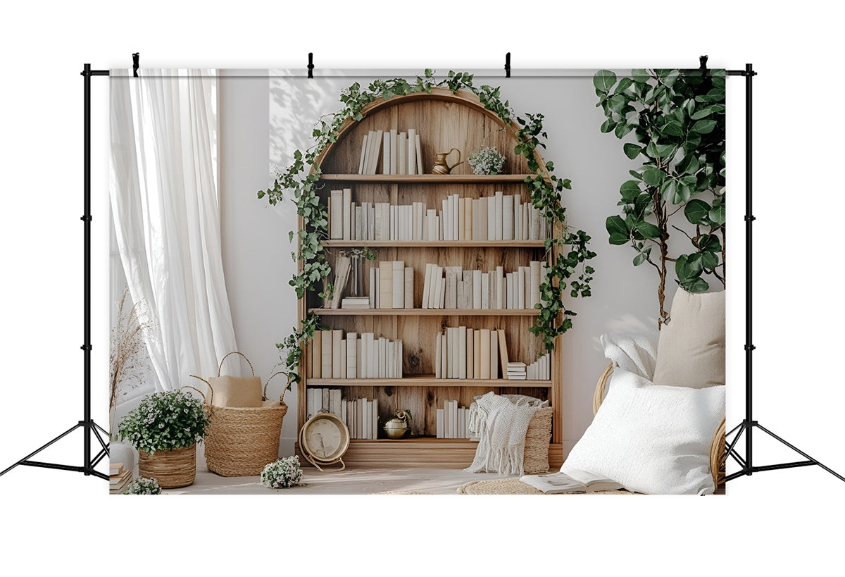 Backdrop For Back To School Rustic Wooden Bookshelf Backdrop UK CSH3-1