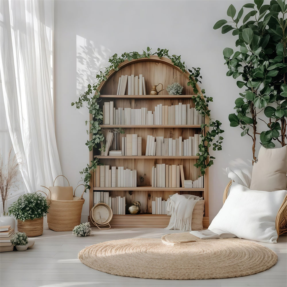 Backdrop For Back To School Rustic Wooden Bookshelf Backdrop UK CSH3-1