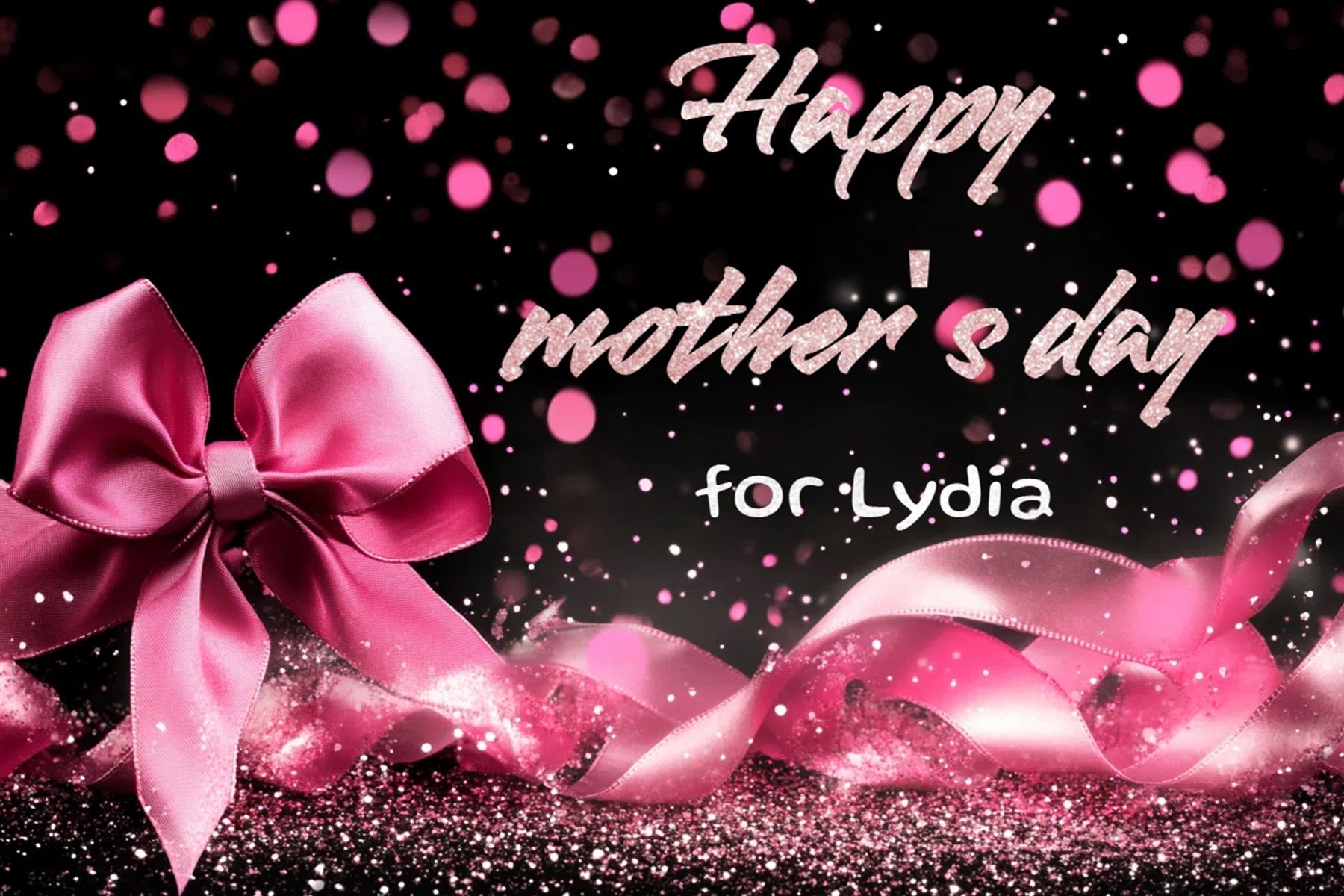 Happy Mothers Day Backdrop Glitter Pink Bow Personalised Backdrop UK CSH3-158