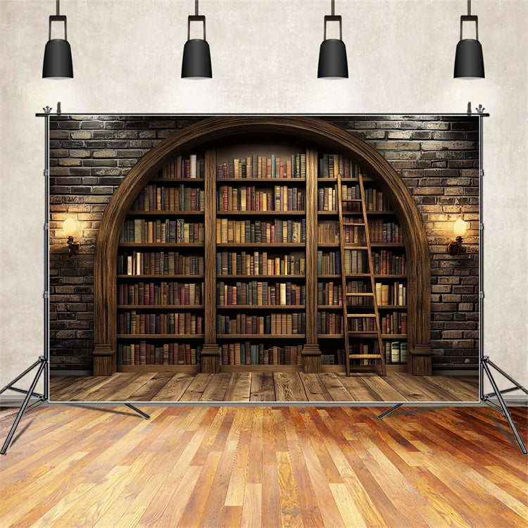 Back To School Backdrop Ideas Vintage Library Bookshelf Backdrop UK CSH3-18