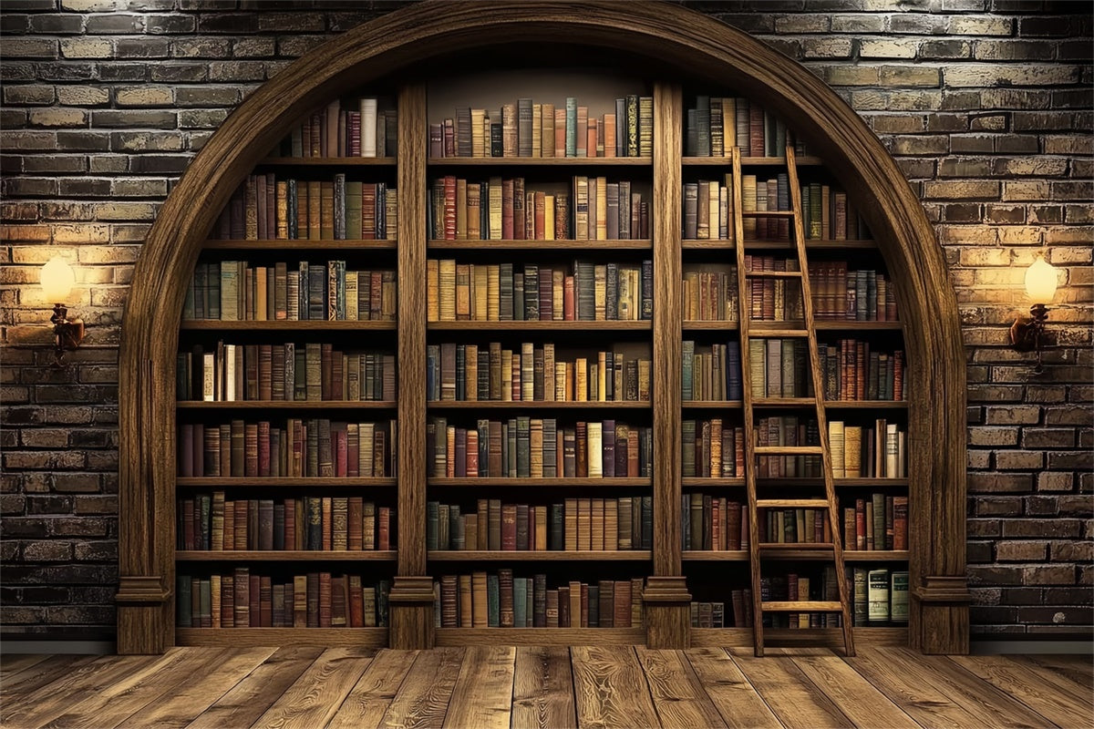 Back To School Backdrop Ideas Vintage Library Bookshelf Backdrop UK CSH3-18