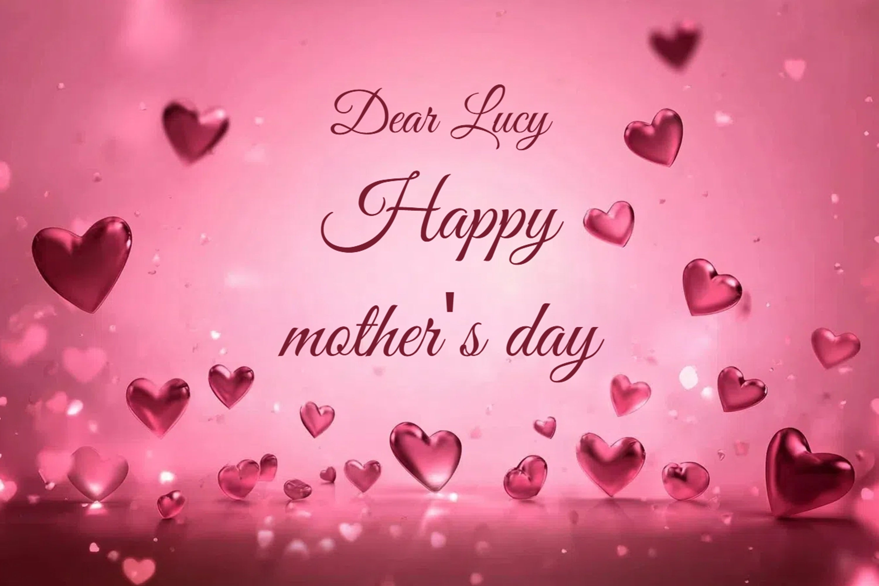 Mothers Day Photo Backdrops Pink Floating Hearts Customized Backdrop UK CSH3-185