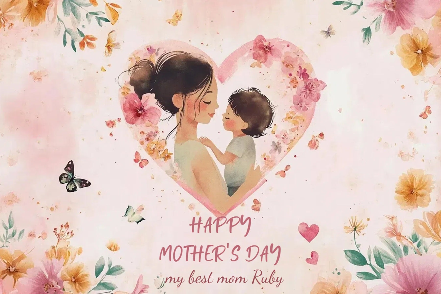 Mother's Day Photo Backdrop Gentle Love Embrace Personalized Backdrop UK CSH3-192