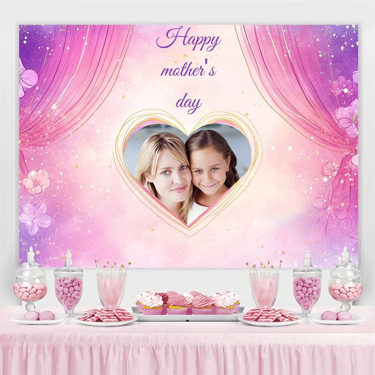 Backdrops For Mother's Day Pastel Dream Heart Personalized Backdrop UK CSH3-197