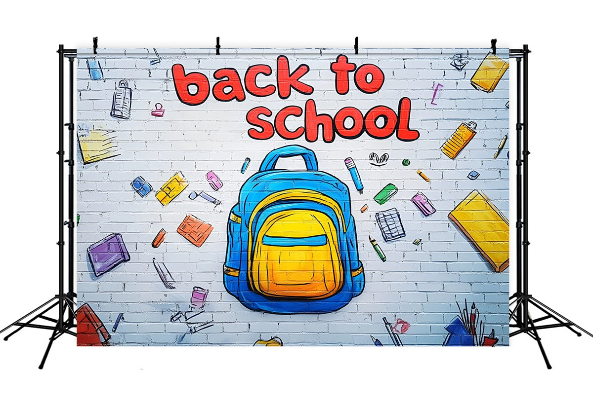 Back To School Photo Backdrop Graffiti Style Art Wall Backdrop UK CSH3-20