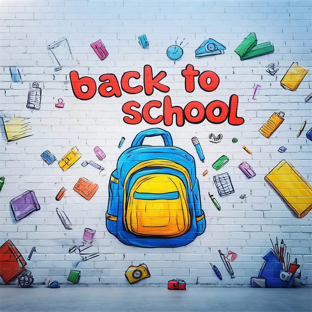 Back To School Photo Backdrop Graffiti Style Art Wall Backdrop UK CSH3-20