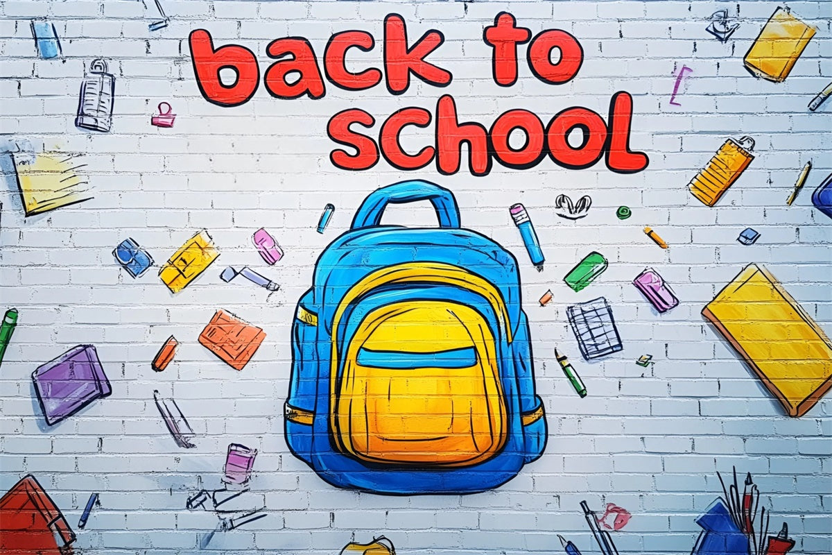 Back To School Photo Backdrop Graffiti Style Art Wall Backdrop UK CSH3-20