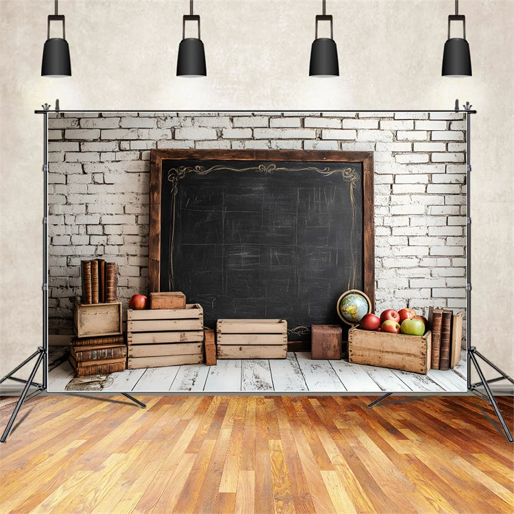 Backdrop For Back To School White Brick Chalkboard Backdrop UK CSH3-21