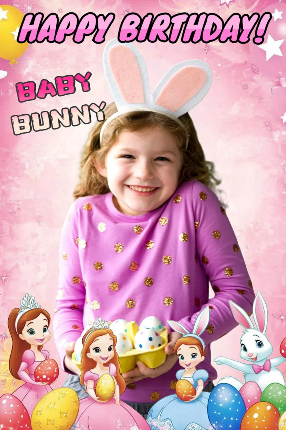 Easter Backdrops Sweet Girl Bunny Wonderland Personalized Backdrop UK CSH3-217