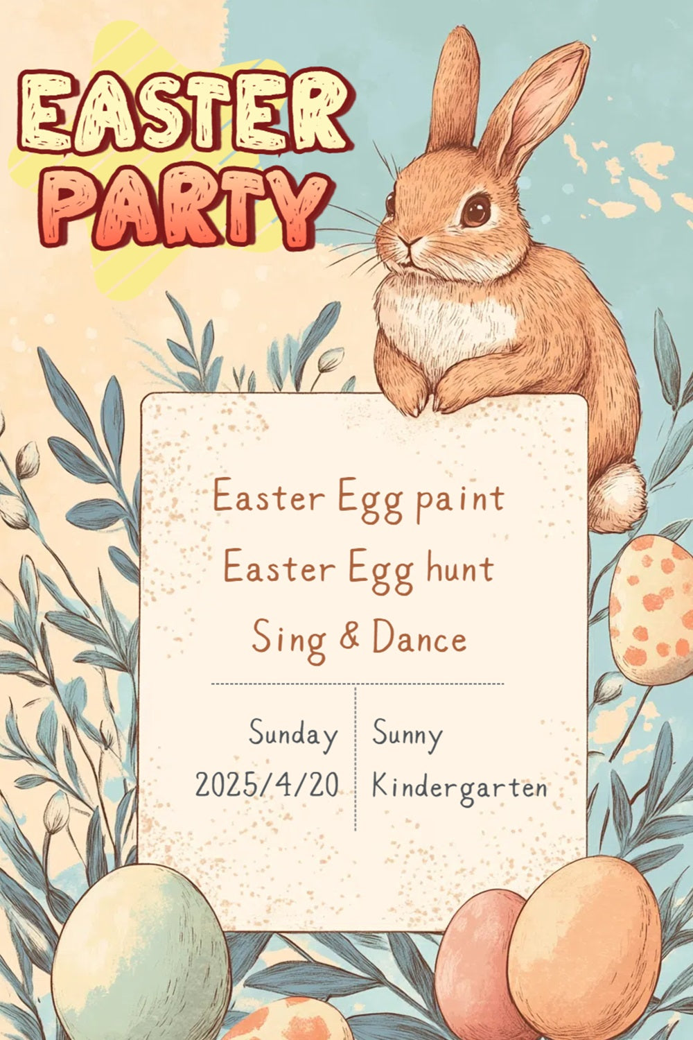 Easter Bunny Backdrop Bunny Egg Party Custom Backdrop UK CSH3-220