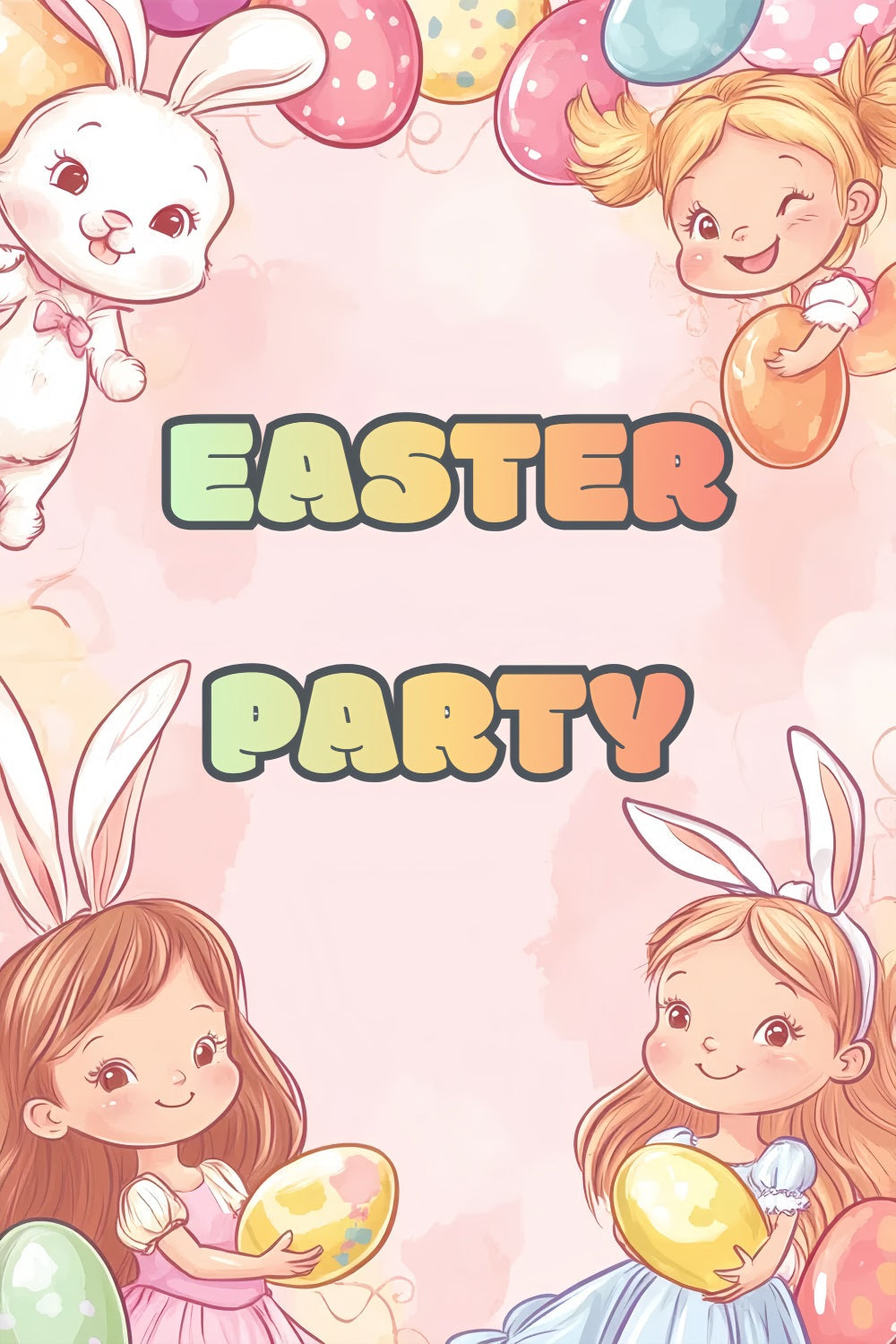 Easter Backdrop Ideas Cartoon Bunny Celebration Personalised Backdrop UK CSH3-226