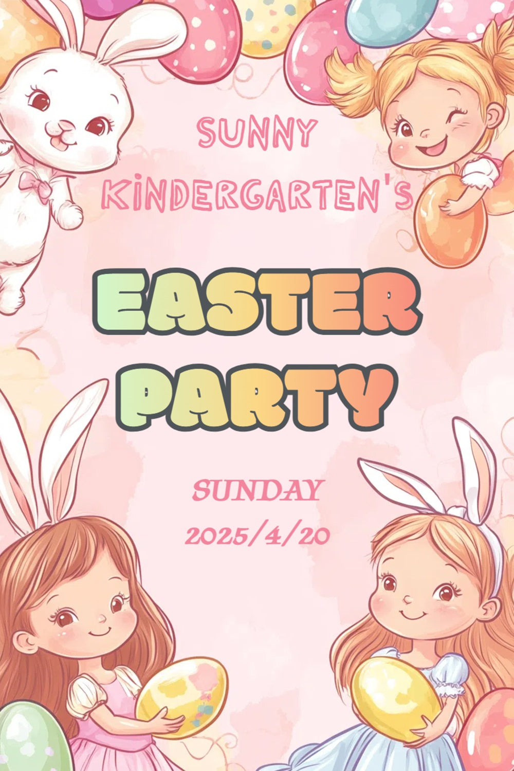 Easter Backdrop Ideas Cartoon Bunny Celebration Personalised Backdrop UK CSH3-226