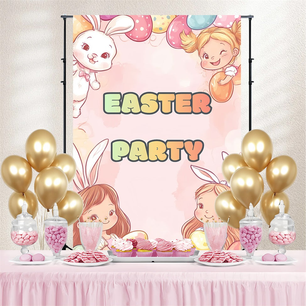 Easter Backdrop Ideas Cartoon Bunny Celebration Personalised Backdrop UK CSH3-226