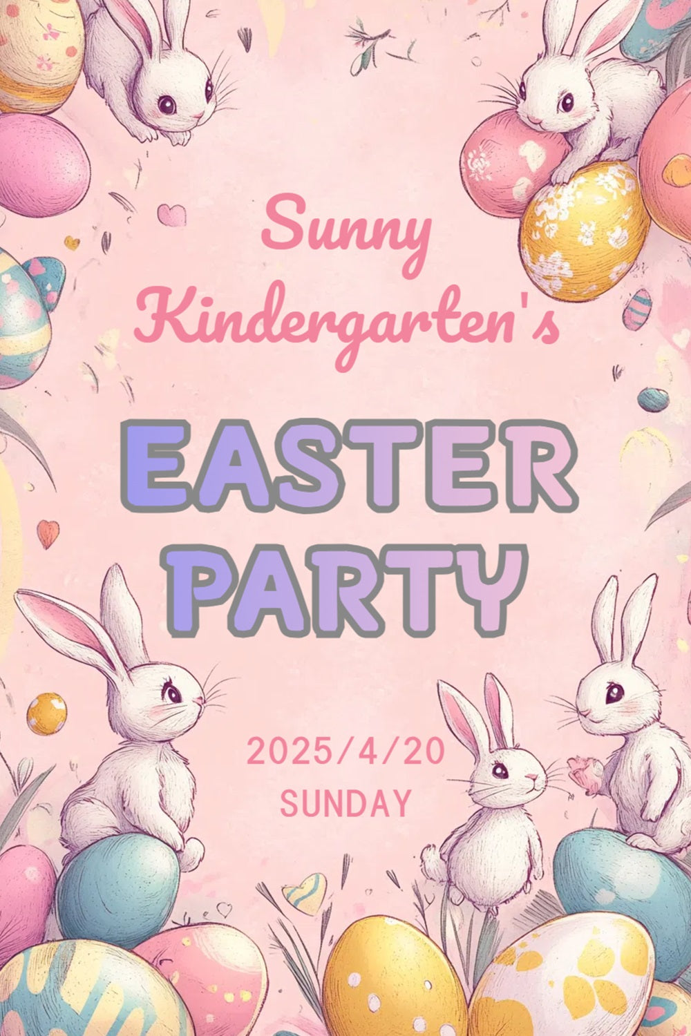 Easter Bunny Backdrop Vintage Pastel Bunny Custom Backdrop UK CSH3-227