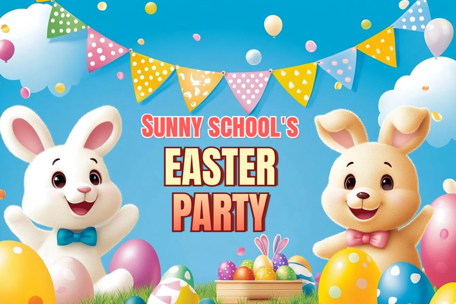 Easter Bunny Backdrops Adorable Bunny Celebration Customized Backdrop UK CSH3-233