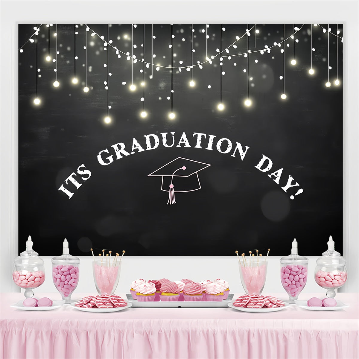 Graduation Backdrop Photoshoot Hanging Lights Graduation Party Backdrop UK CSH3-239