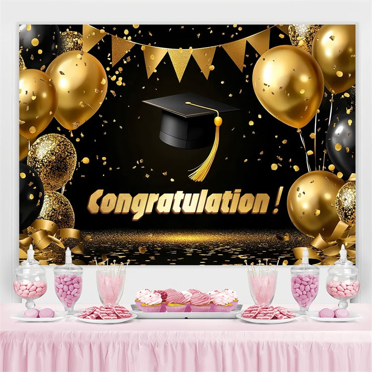 Graduated Backdrop Golden Balloon Confetti Graduation Party Backdrop UK CSH3-243