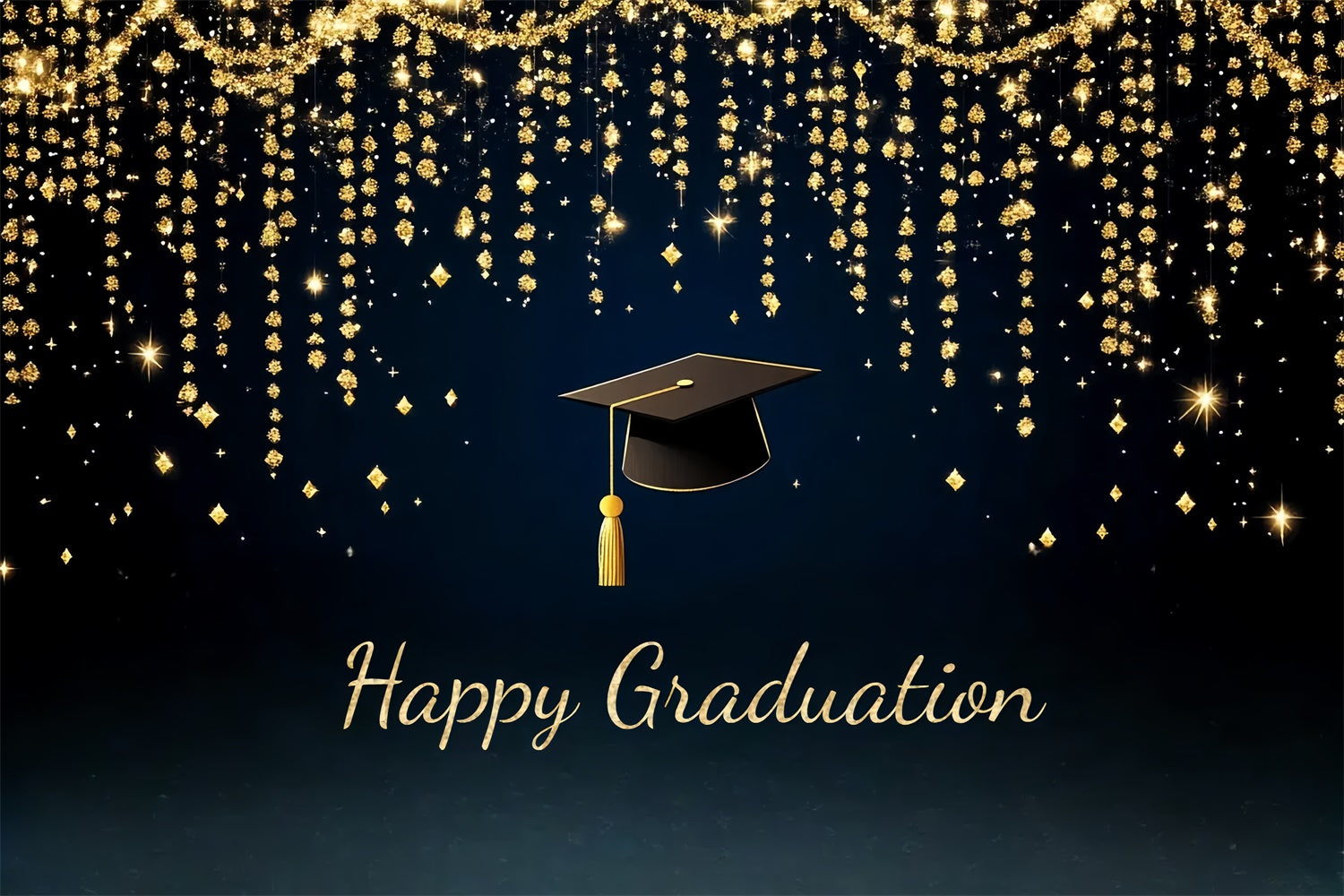Graduated Backdrop Hanging Gold Glitter Graduation Party Backdrop UK CSH3-246