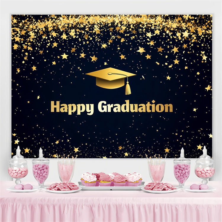 Graduation Picture Backdrop Gold Stars Graduation Party Backdrop UK CSH3-247
