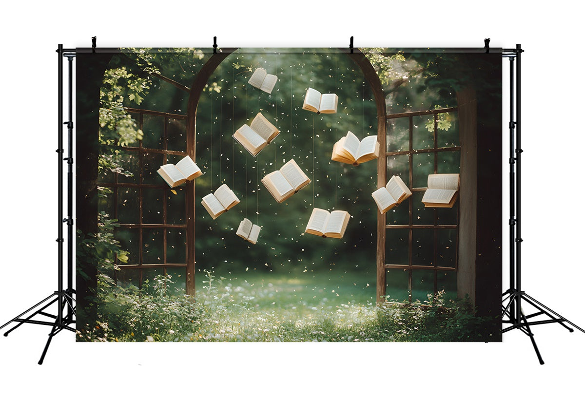 Back To School Photo Backdrop Floating Enchanted Books Backdrop UK CSH3-25