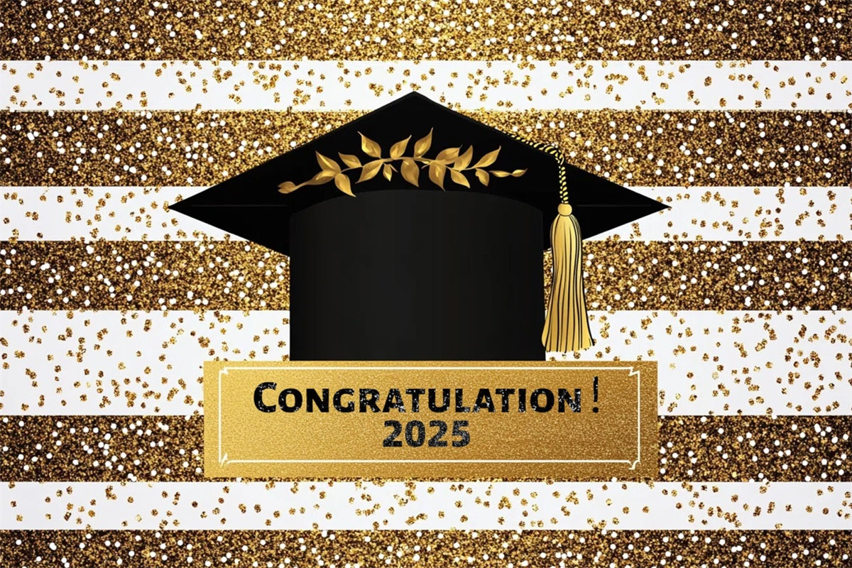 Graduation Backdrops Gold Glitter Stripe Graduation Party Backdrop UK CSH3-251