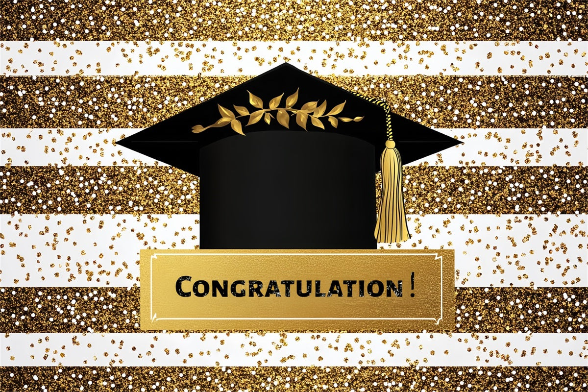 Graduation Backdrops Gold Glitter Stripe Graduation Party Backdrop UK CSH3-251